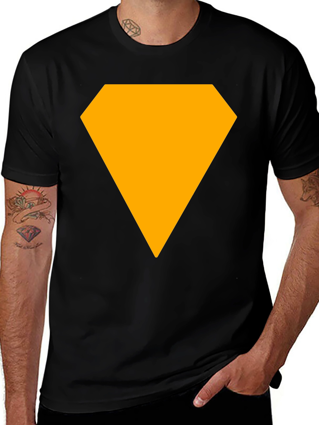 Bold Diamond Graphic Tee - Casual Black T-Shirt