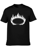 Black T-Shirt with Flaming Oval Graphic