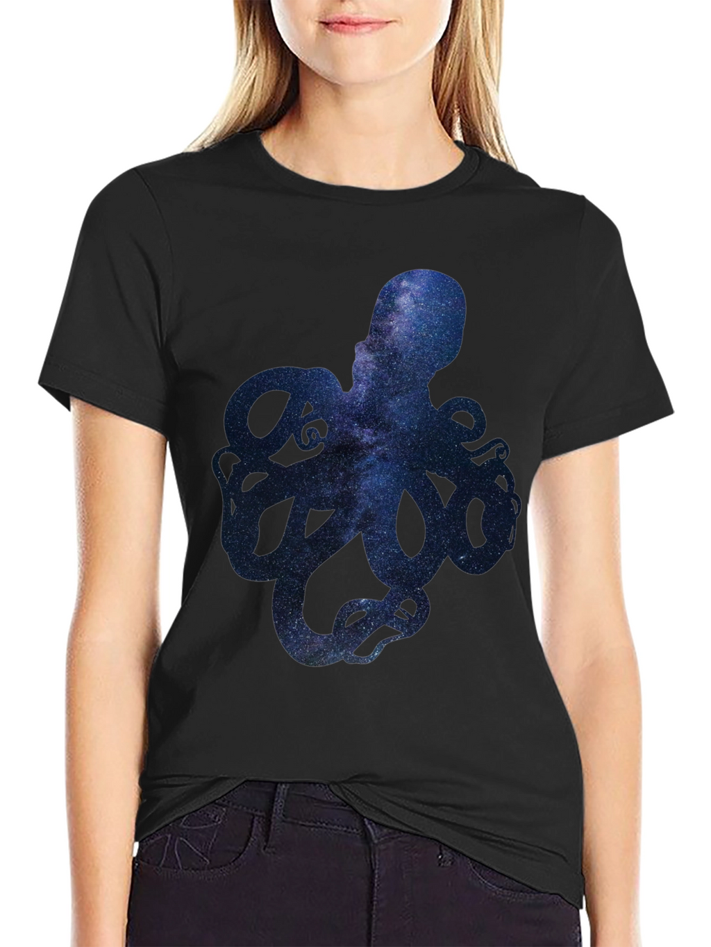 Galaxy Octopus Graphic Print Mens T-Shirt