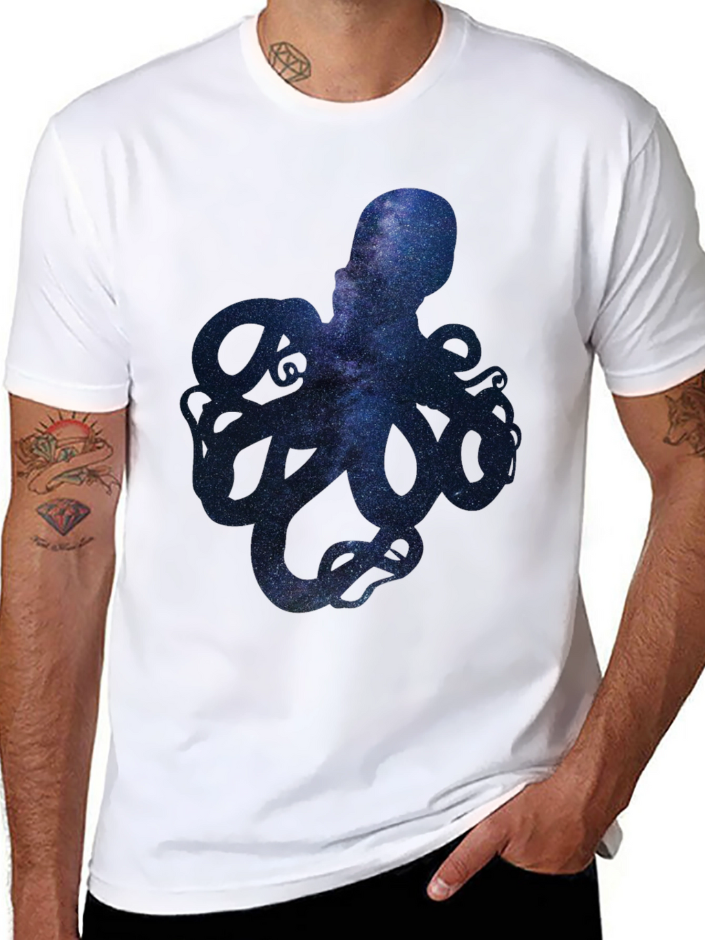 Galaxy Octopus Graphic Print Mens T-Shirt