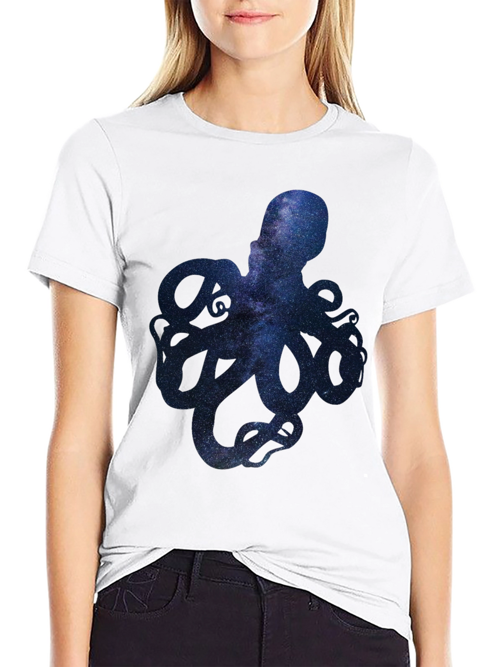 Galaxy Octopus Graphic Print Mens T-Shirt