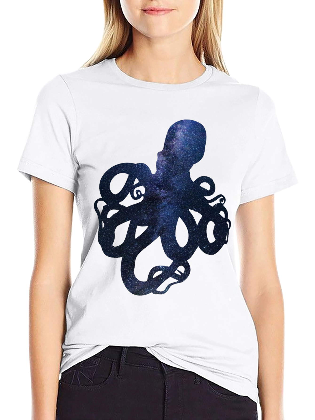 Galaxy Octopus Graphic Print Mens T-Shirt