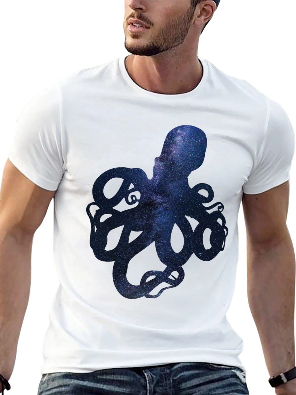 Galaxy Octopus Graphic Print Mens T-Shirt