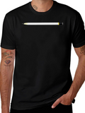 Pencil Graphic Black T-Shirt - Artistic Casual Wear