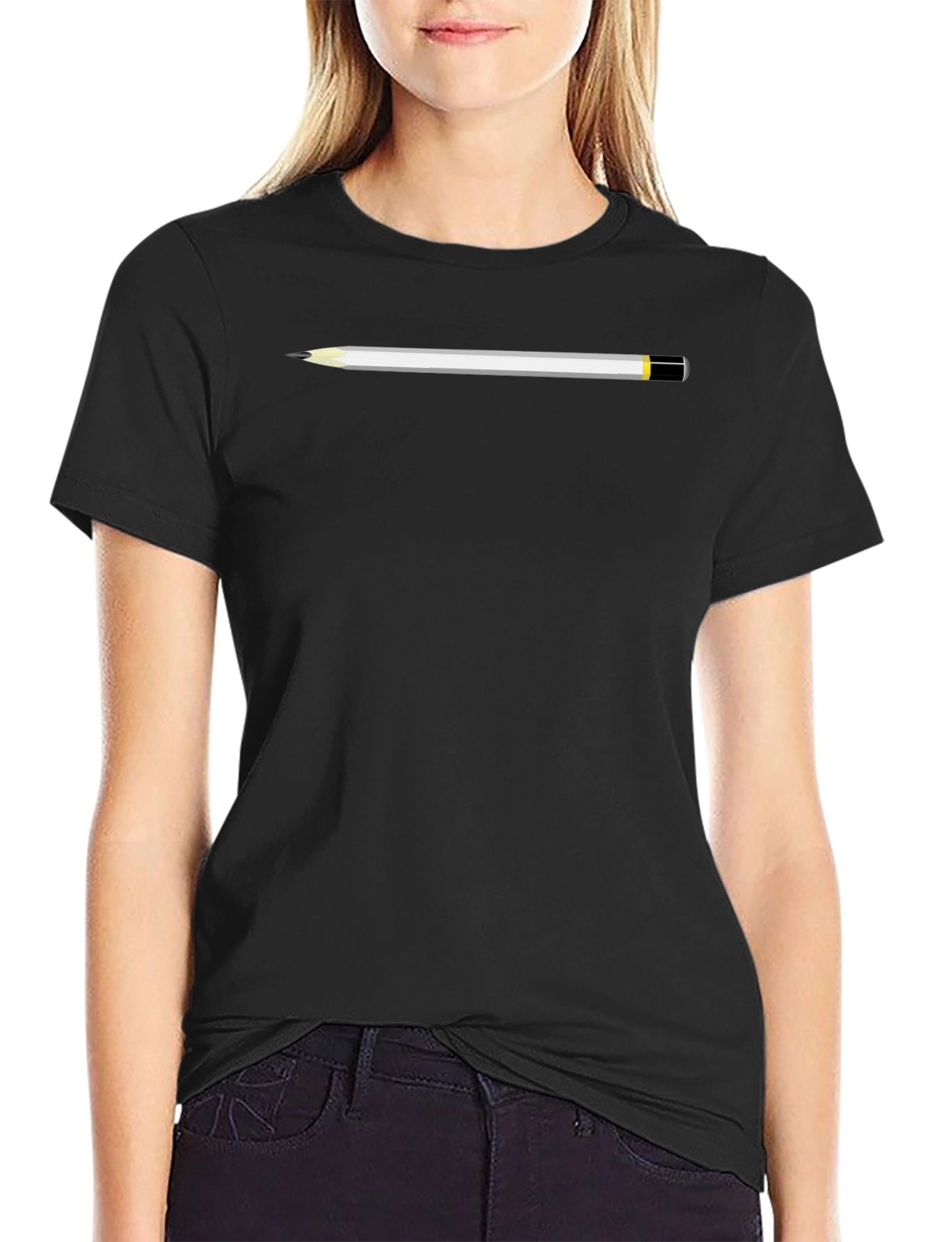 Pencil Graphic Black T-Shirt - Artistic Casual Wear