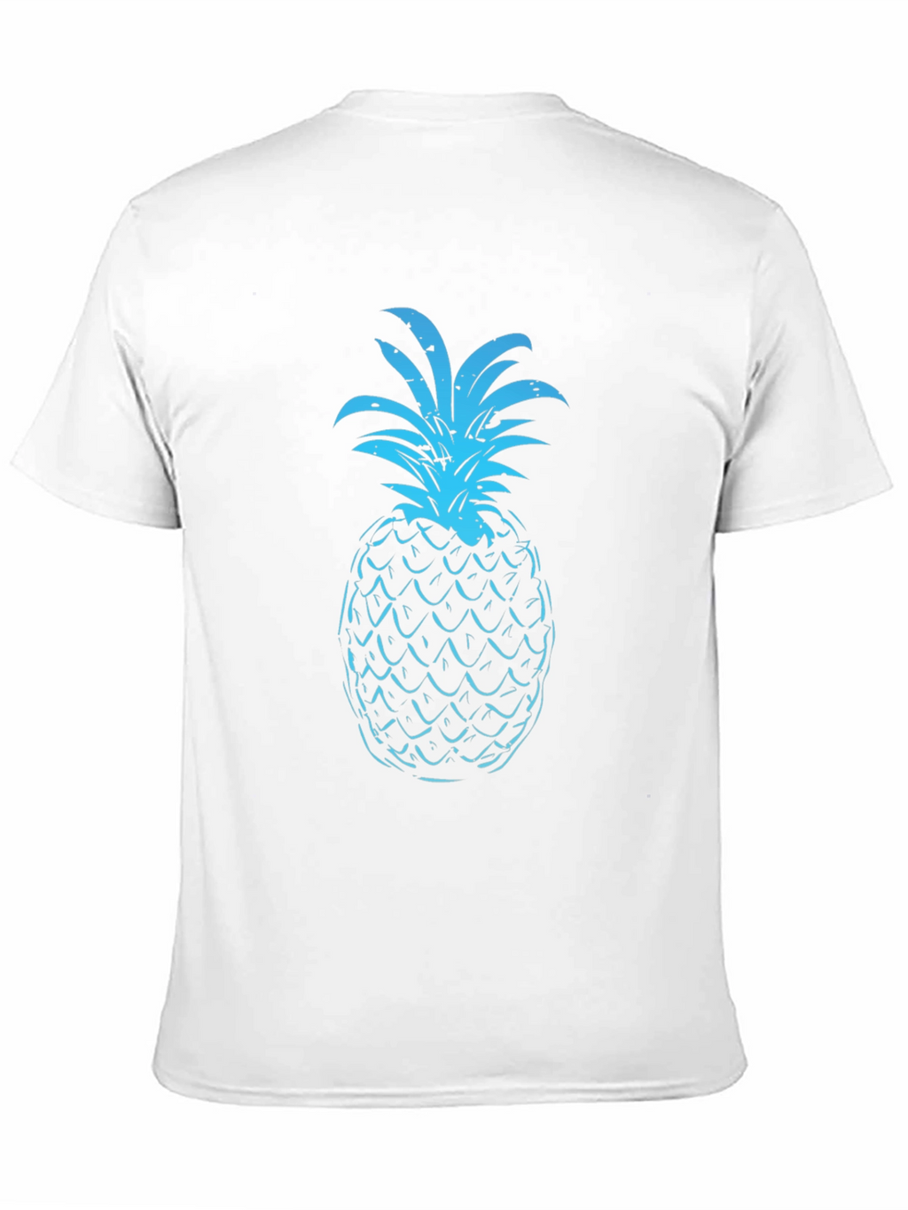 Blue Pineapple Graphic Print Black T-Shirt
