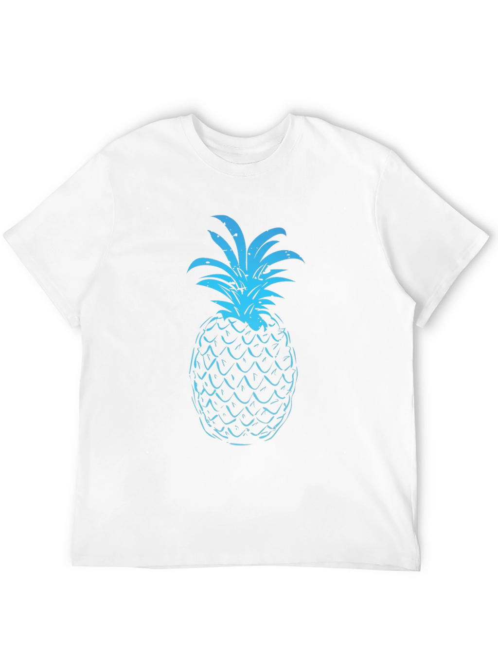 Blue Pineapple Graphic Print Black T-Shirt