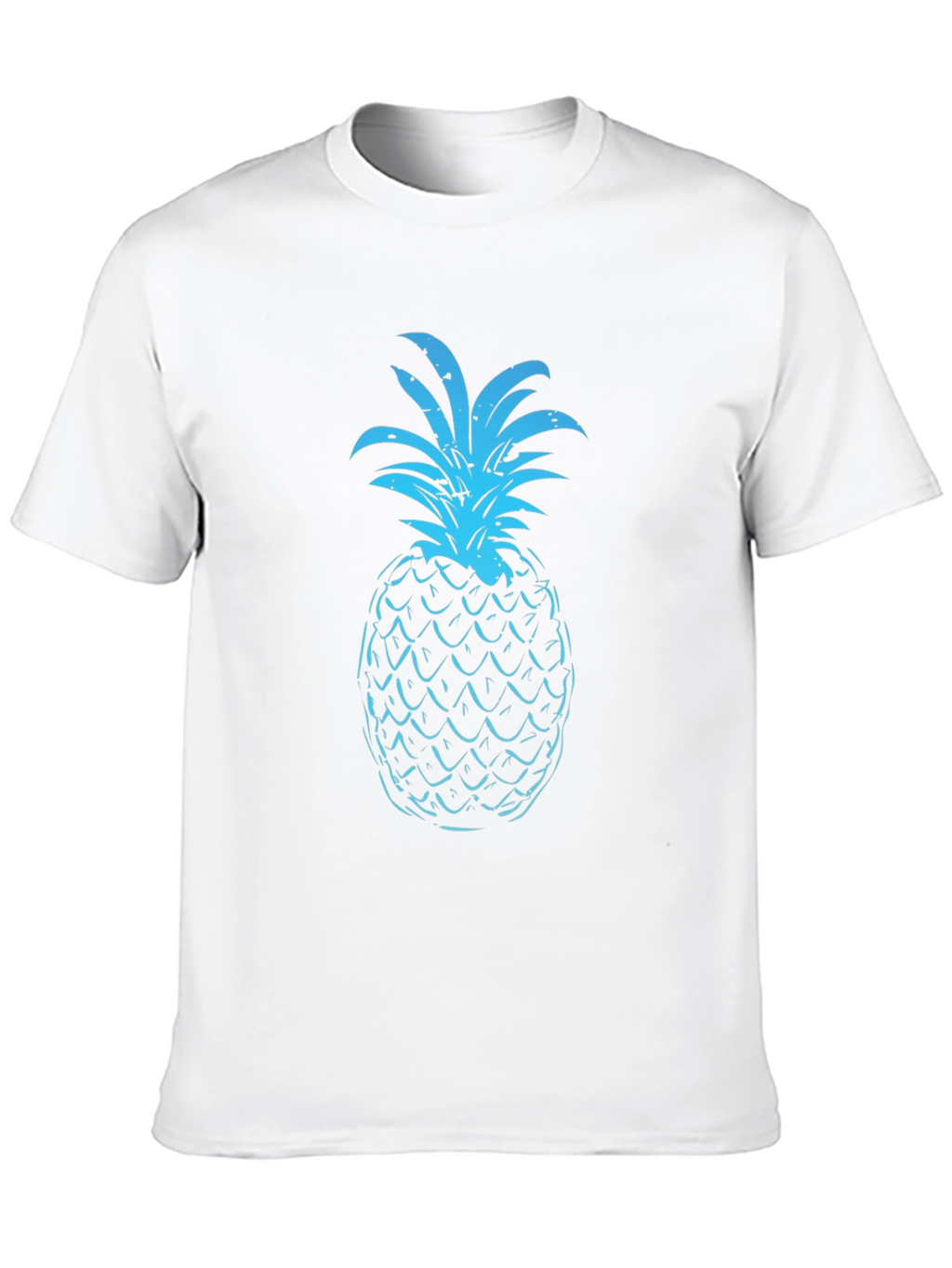 Blue Pineapple Graphic Print Black T-Shirt