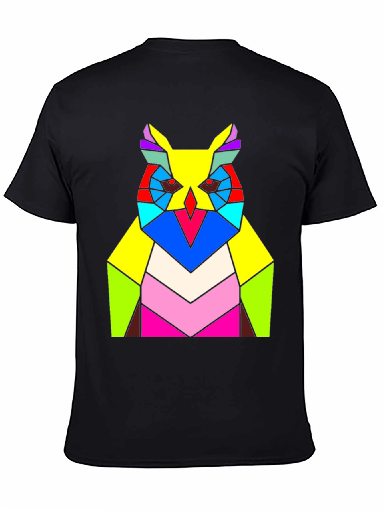 Abstract Geometric Owl T-Shirt - Vivid Colors Modern Design