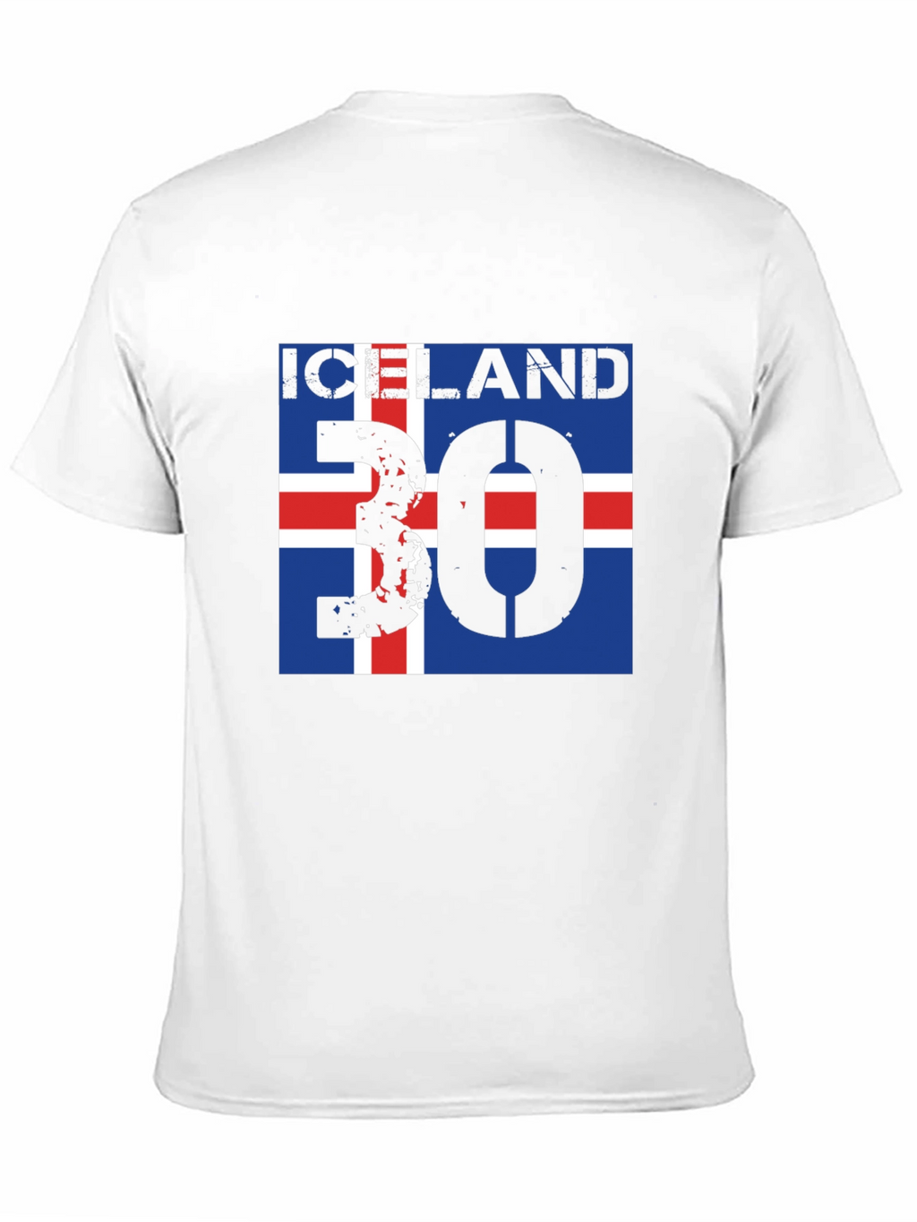 Iceland Flag T-Shirt with Distressed Number 30 Design
