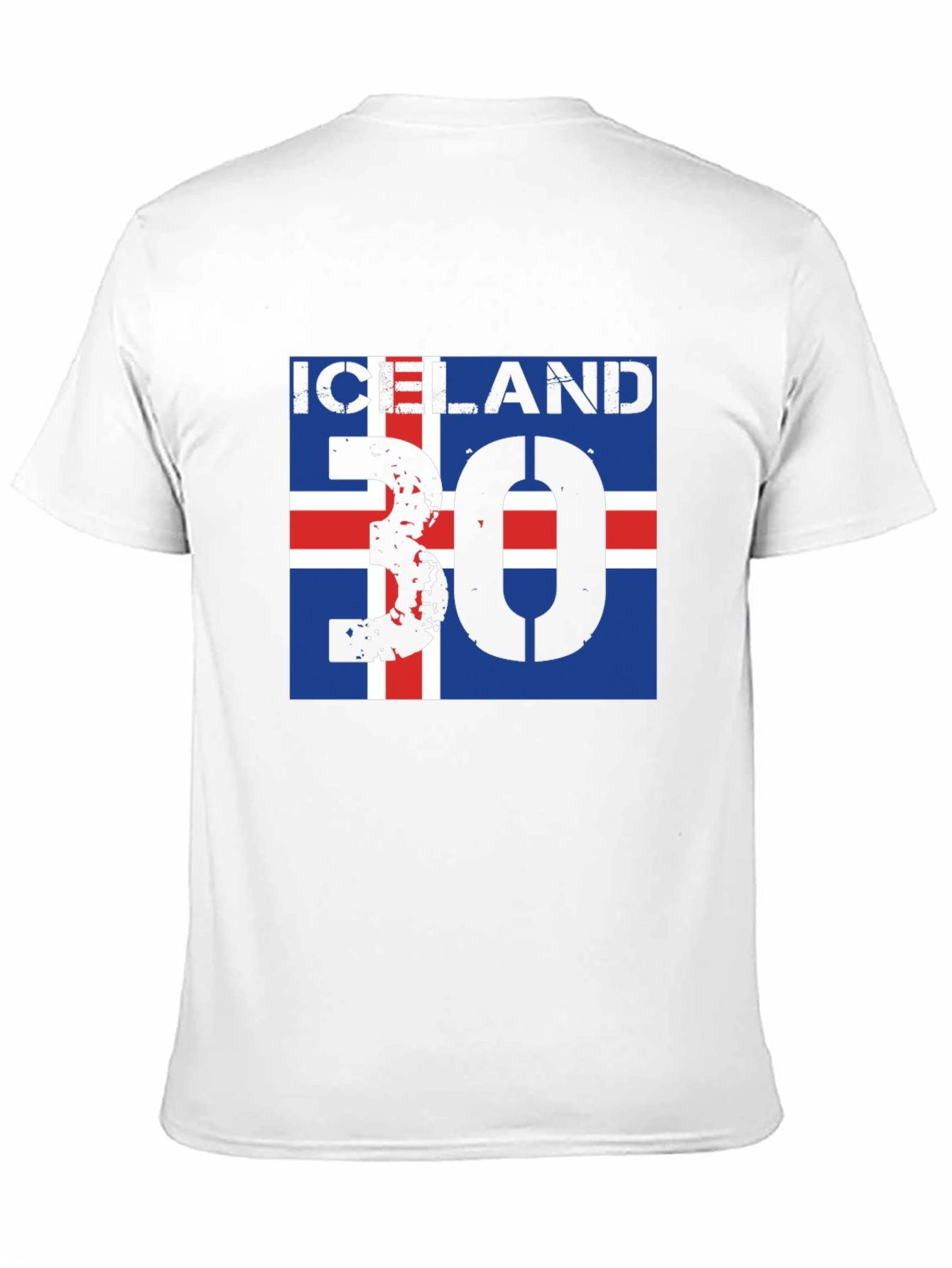 Iceland Flag T-Shirt with Distressed Number 30 Design