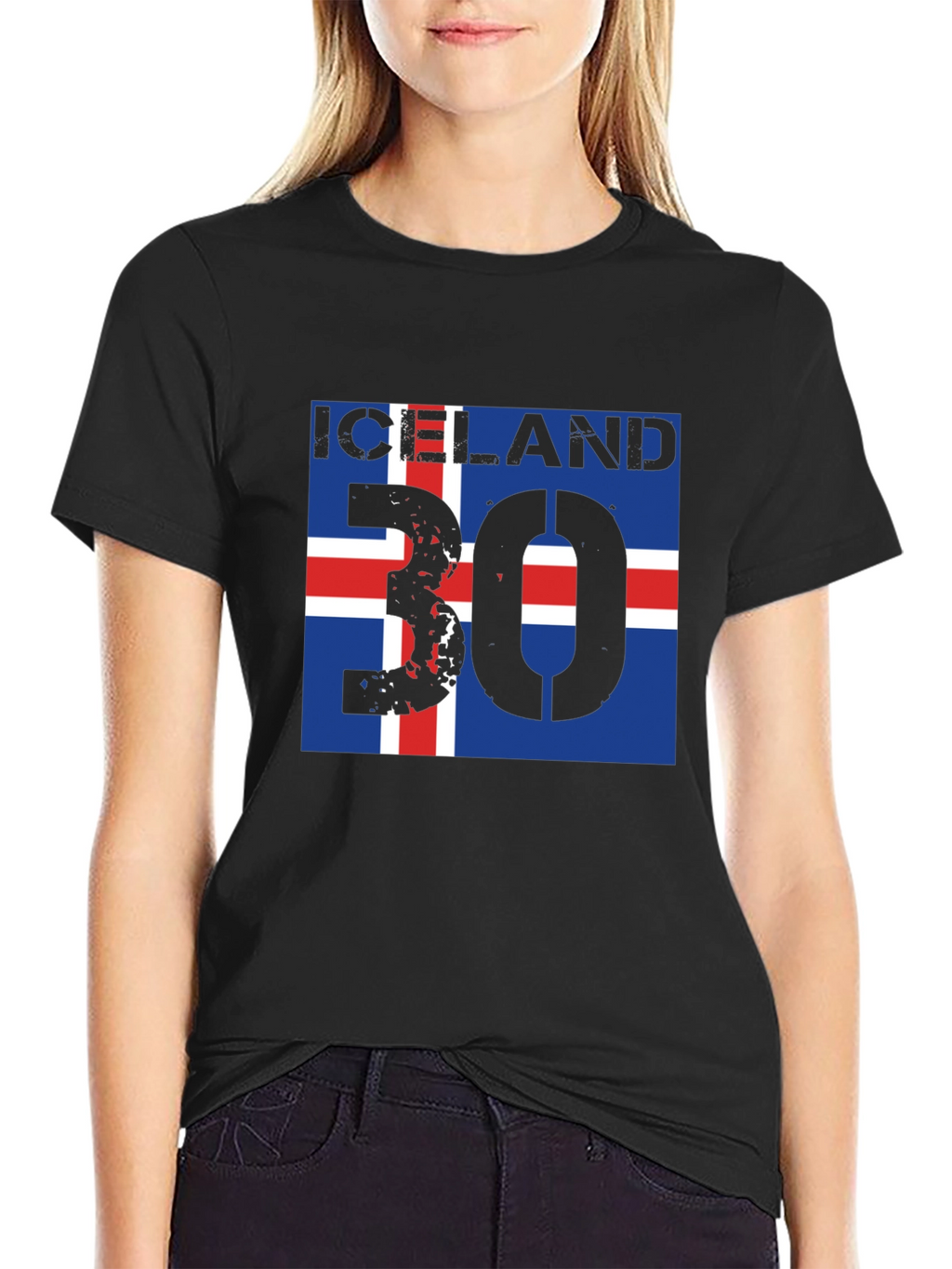 Iceland Flag T-Shirt with Distressed Number 30 Design