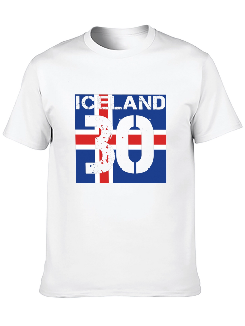 Iceland Flag T-Shirt with Distressed Number 30 Design