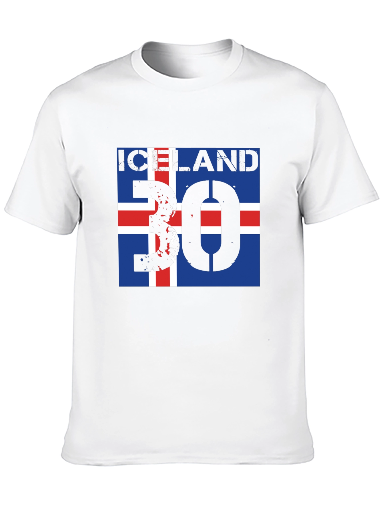 Iceland Flag T-Shirt with Distressed Number 30 Design