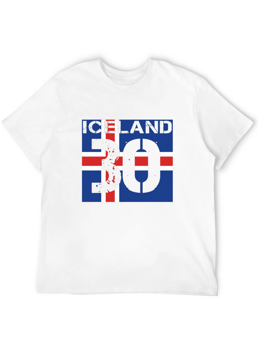 Iceland Flag T-Shirt with Distressed Number 30 Design