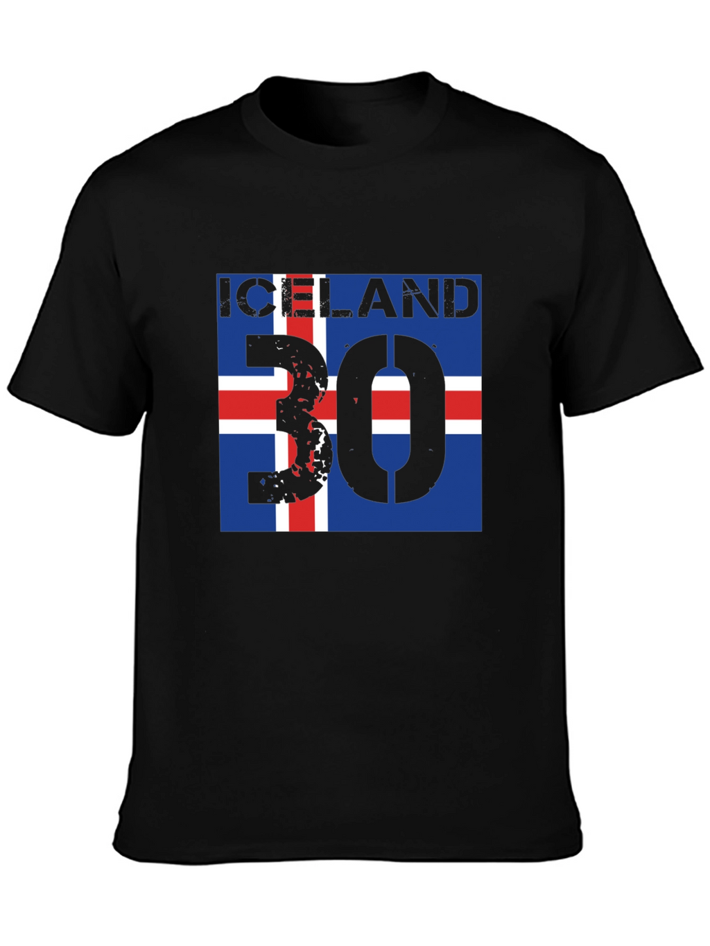Iceland Flag T-Shirt with Distressed Number 30 Design