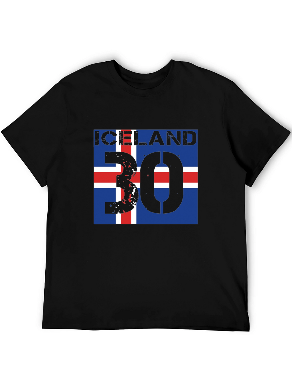 Iceland Flag T-Shirt with Distressed Number 30 Design