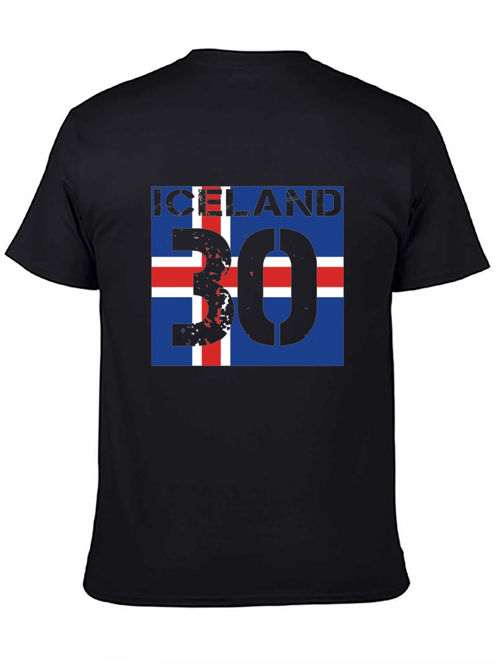 Iceland Flag T-Shirt with Distressed Number 30 Design
