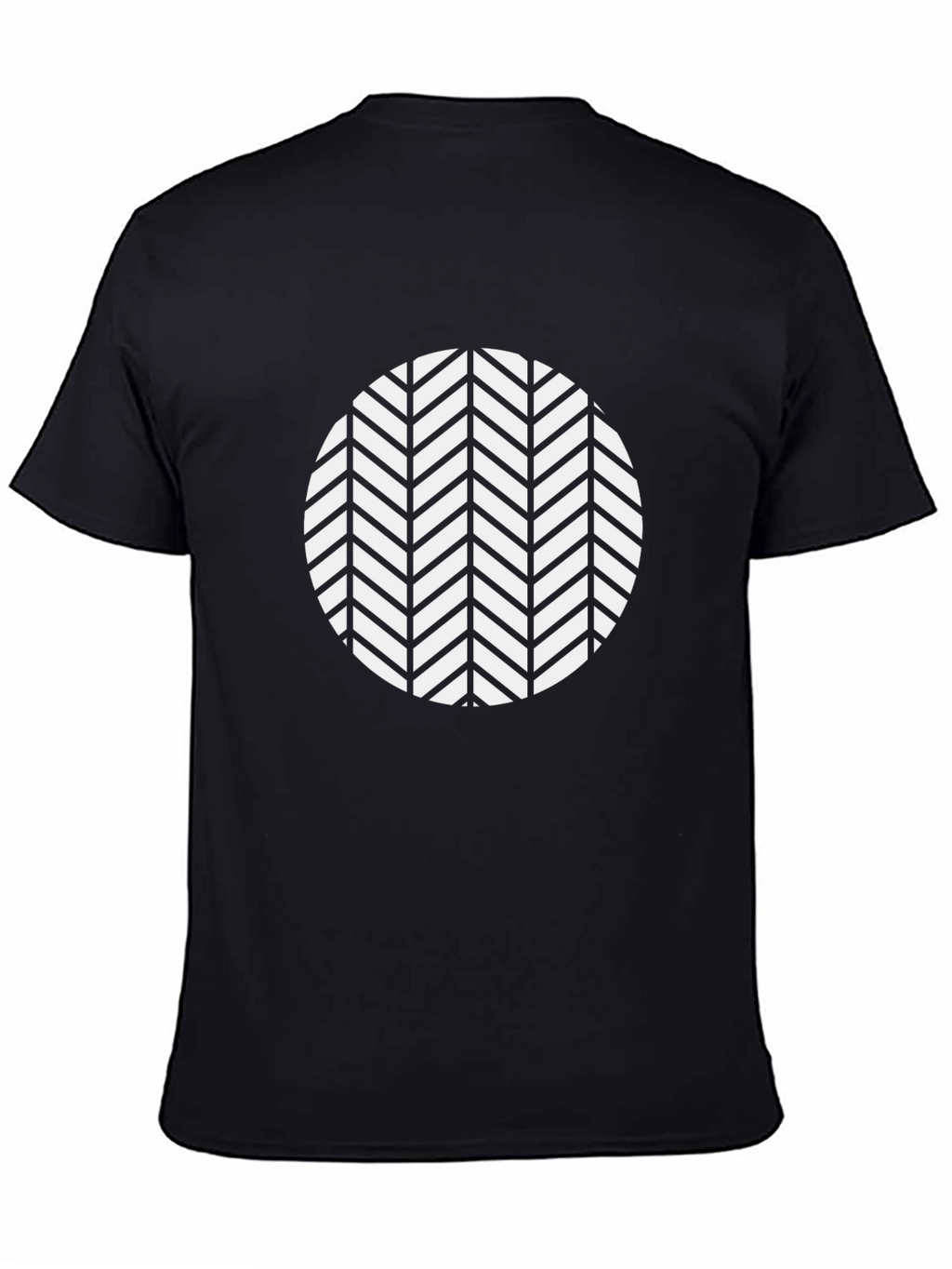 Black Tee with Geometric Chevron Circle