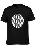 Black Tee with Geometric Chevron Circle
