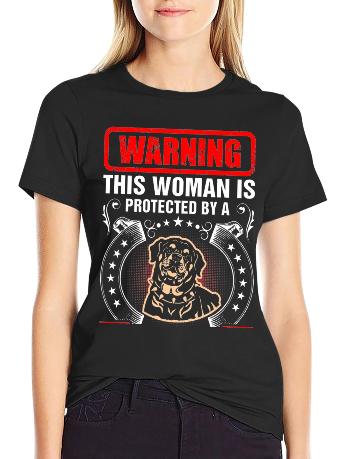 Warning Protected By Rottweiler T-Shirt