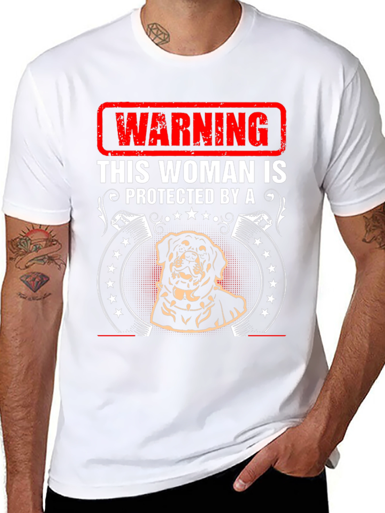 Warning Protected By Rottweiler T-Shirt