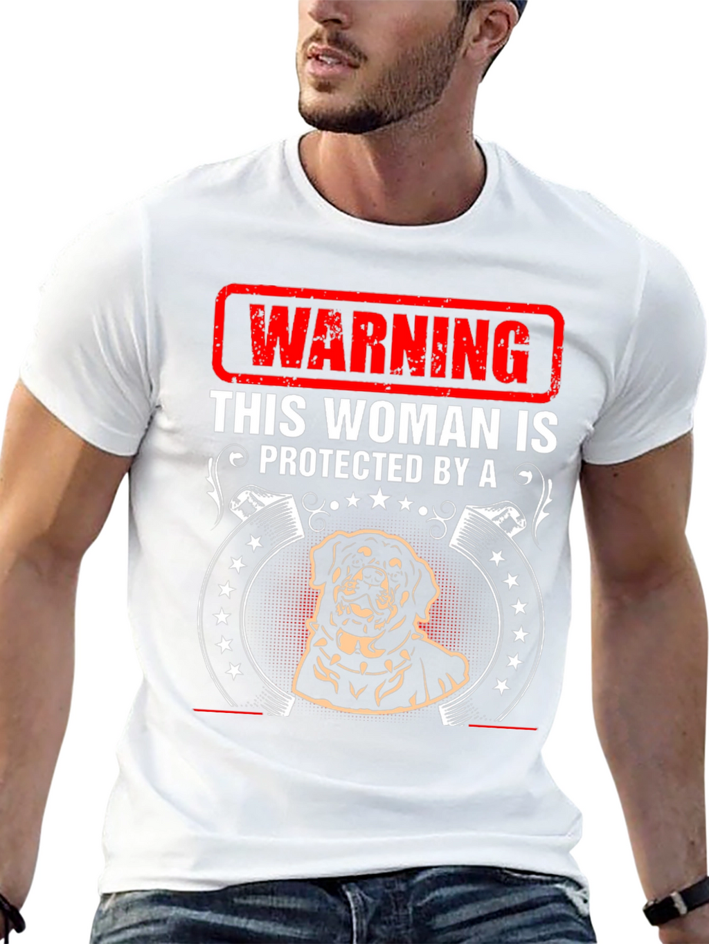 Warning Protected By Rottweiler T-Shirt