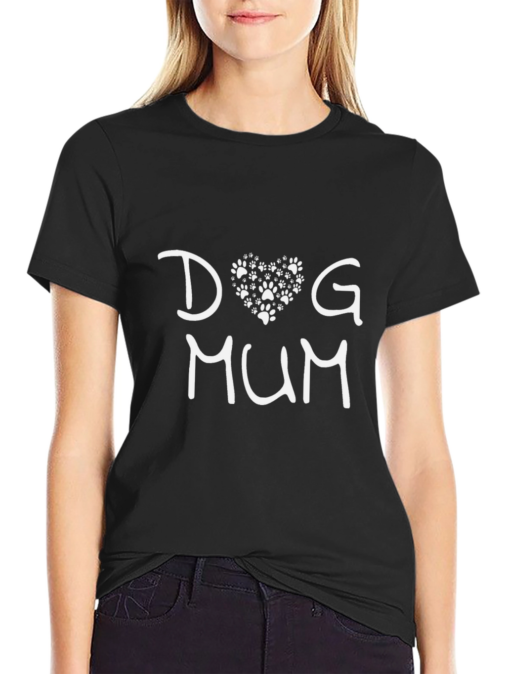 Dog Mum T-Shirt - Paw Print Heart Design