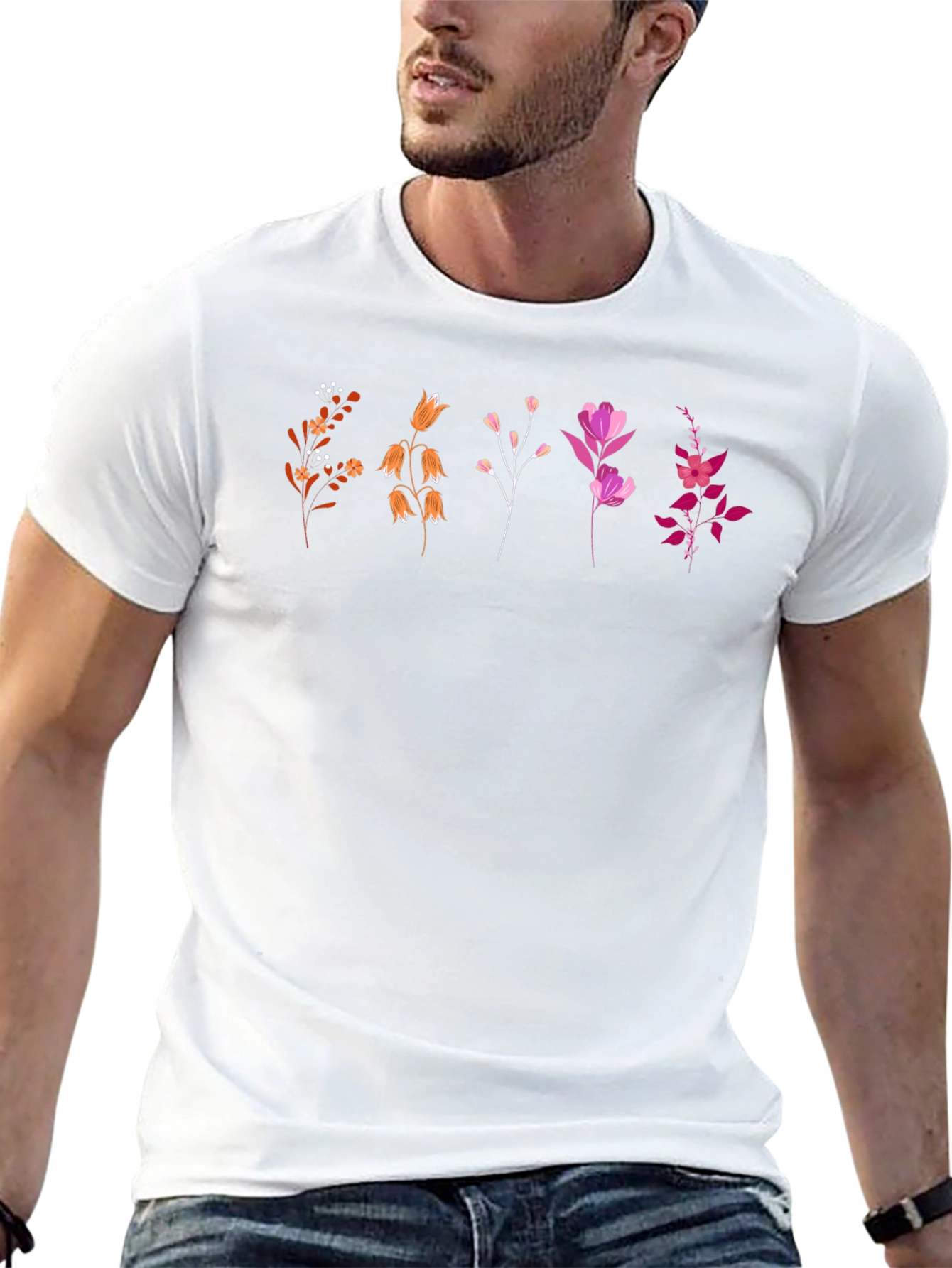 Floral Graphic Tee - Stylish Unisex Black T-Shirt