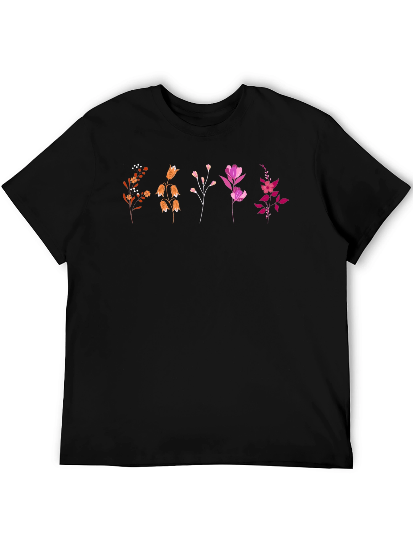Floral Graphic Tee - Stylish Unisex Black T-Shirt