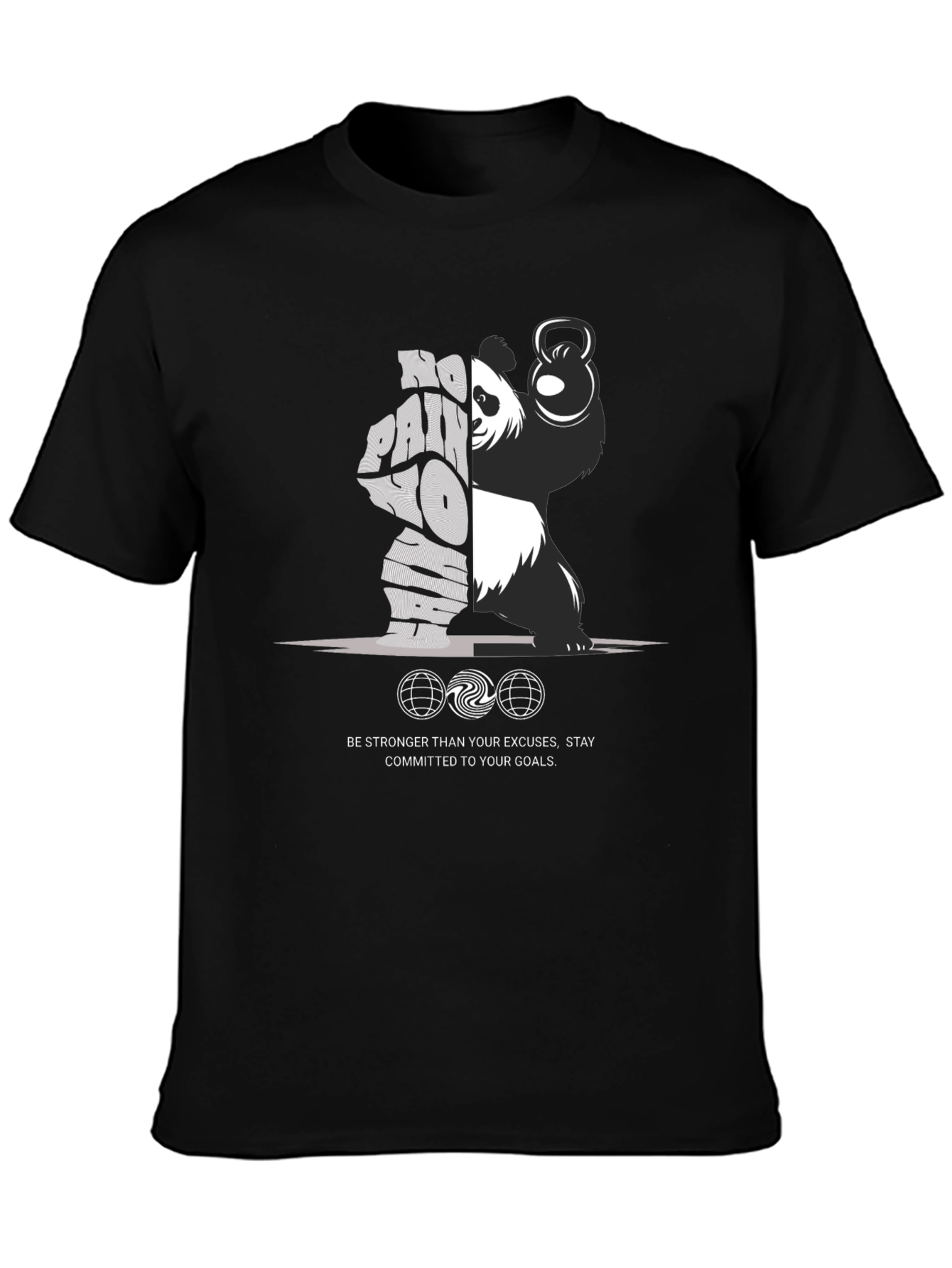 Motivational Panda Lifting Kettlebell T-Shirt
