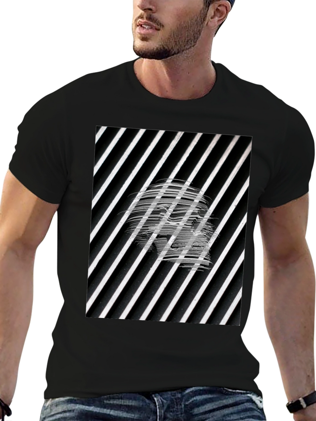 Abstract Graphic Tee - Black Cotton Blend