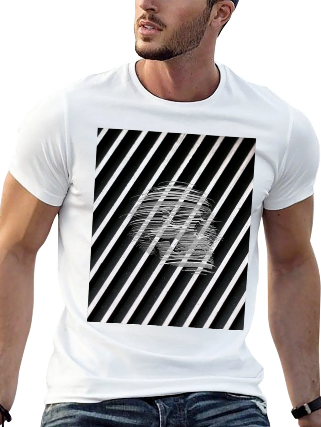 Abstract Graphic Tee - Black Cotton Blend