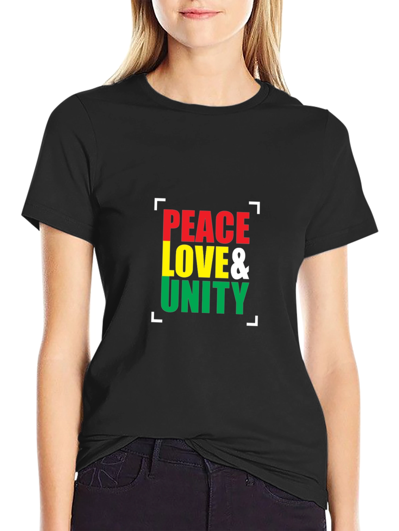 Peace Love & Unity Graphic Tee - Rasta Colors