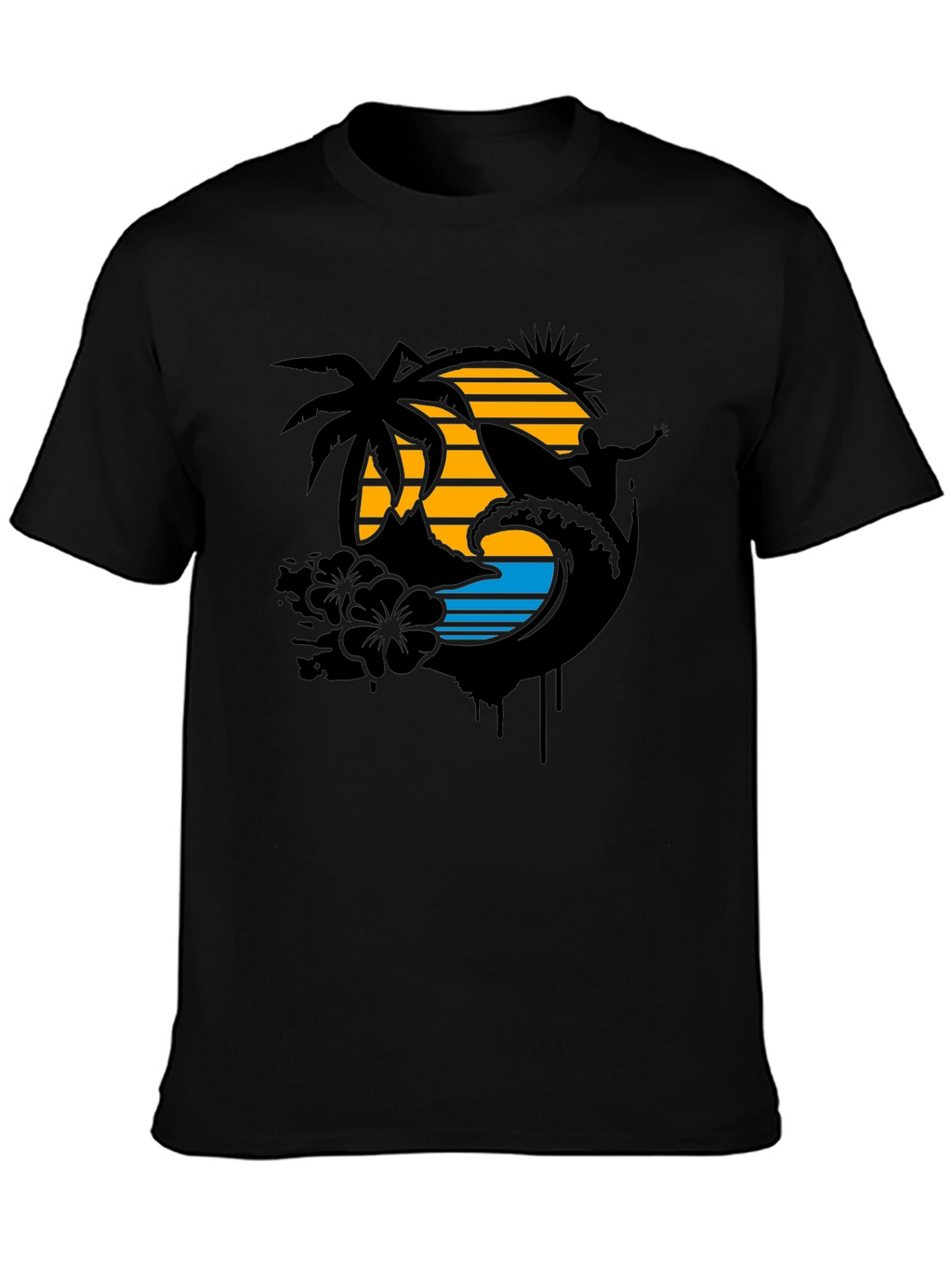 Tropical Surf T-Shirt - Black Graphic Tee