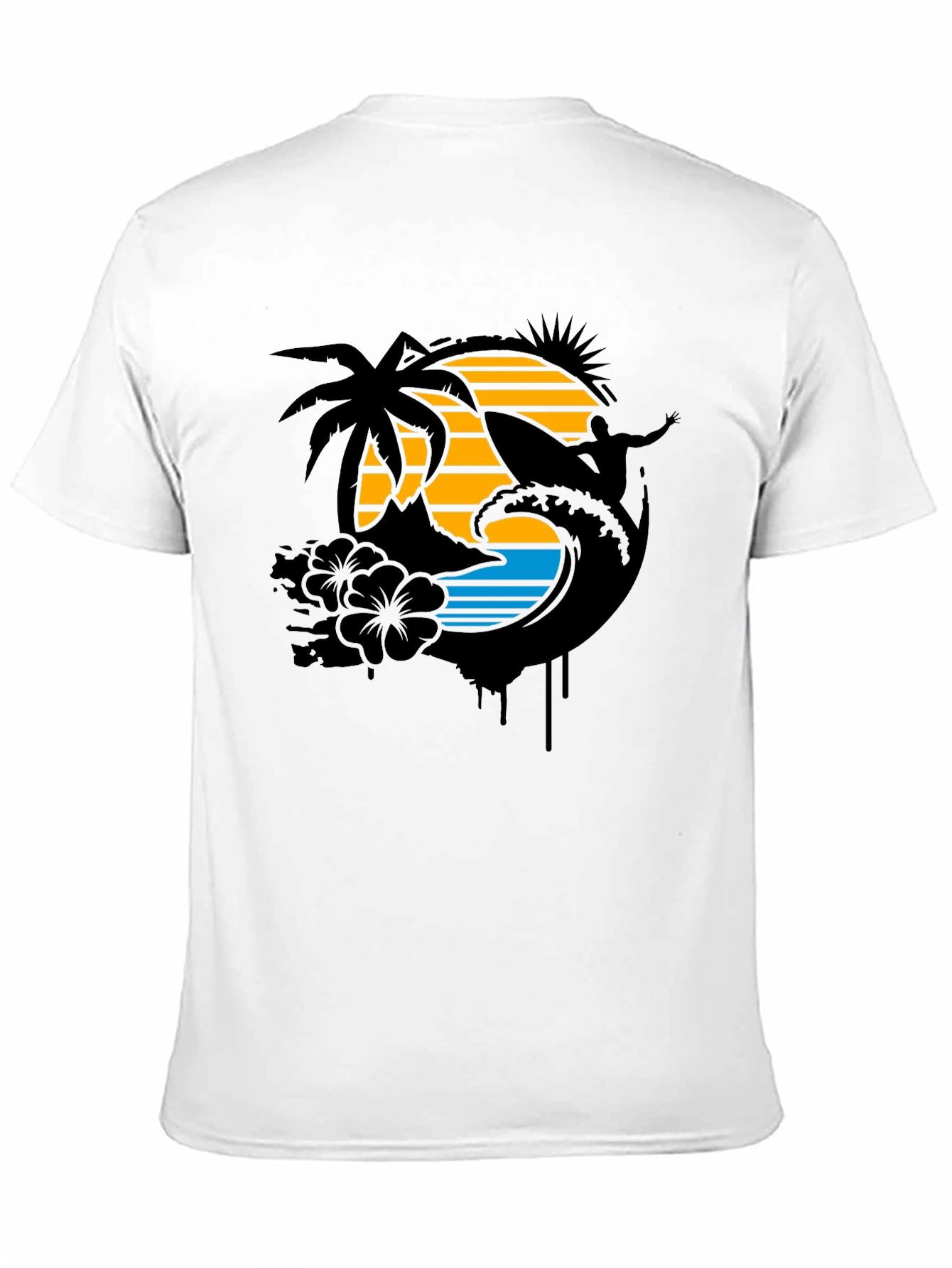 Tropical Surf T-Shirt - Black Graphic Tee