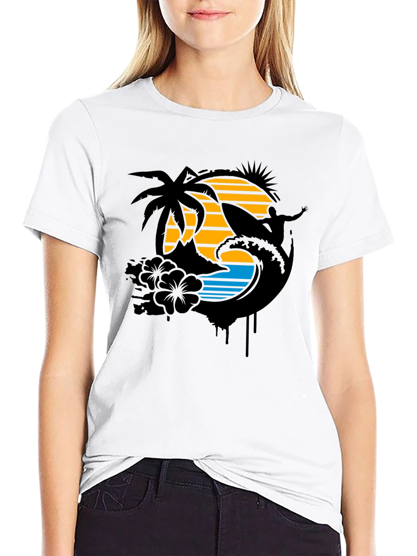 Tropical Surf T-Shirt - Black Graphic Tee