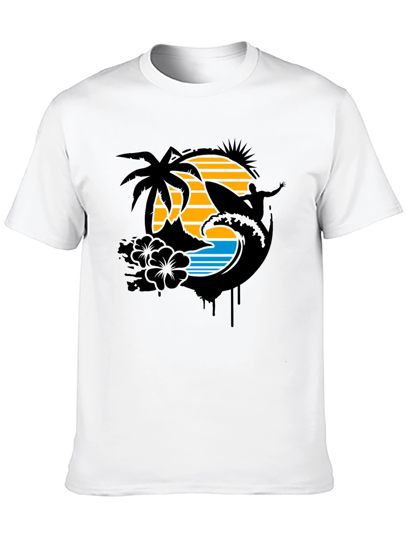 Tropical Surf T-Shirt - Black Graphic Tee