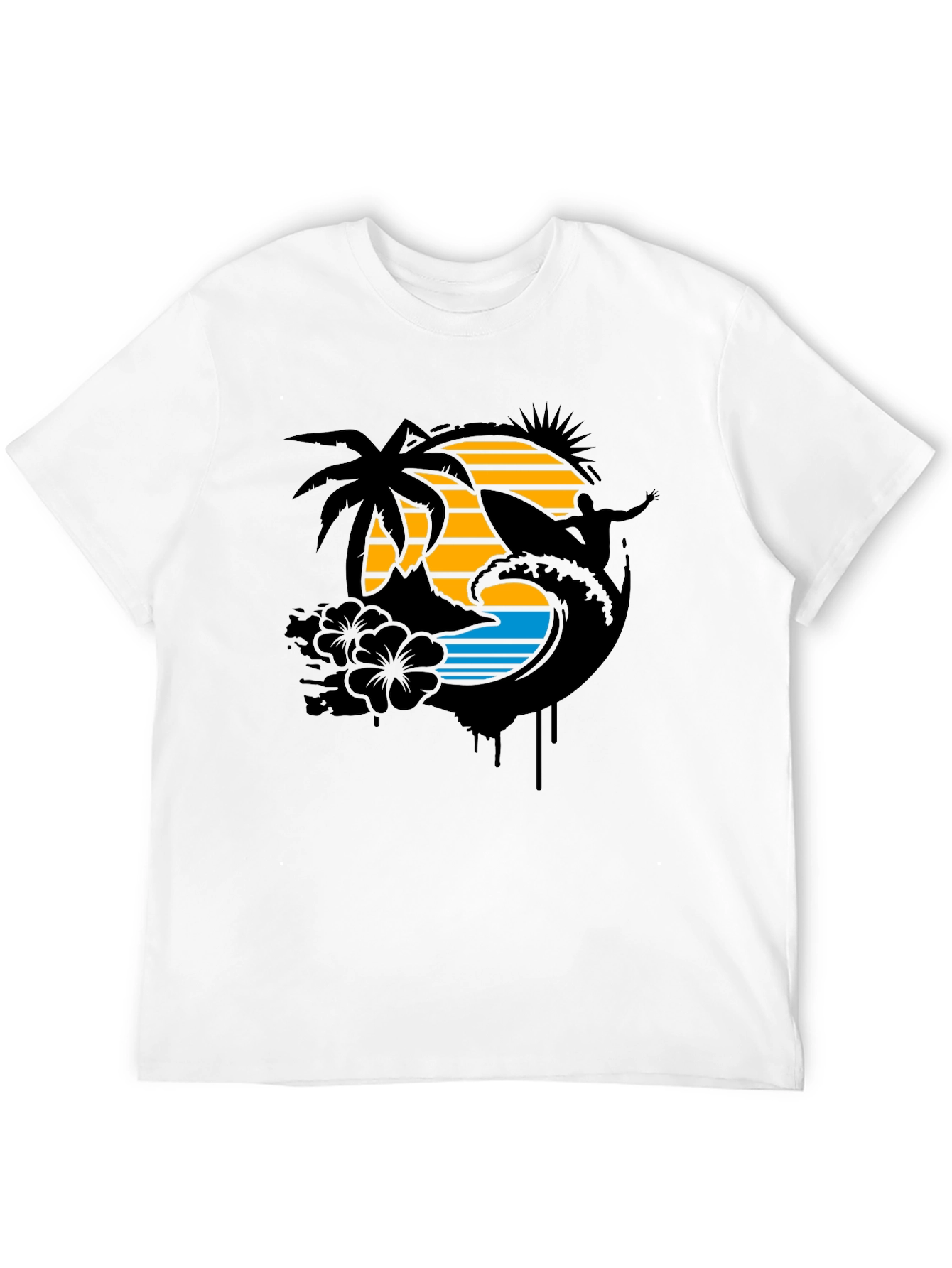 Tropical Surf T-Shirt - Black Graphic Tee