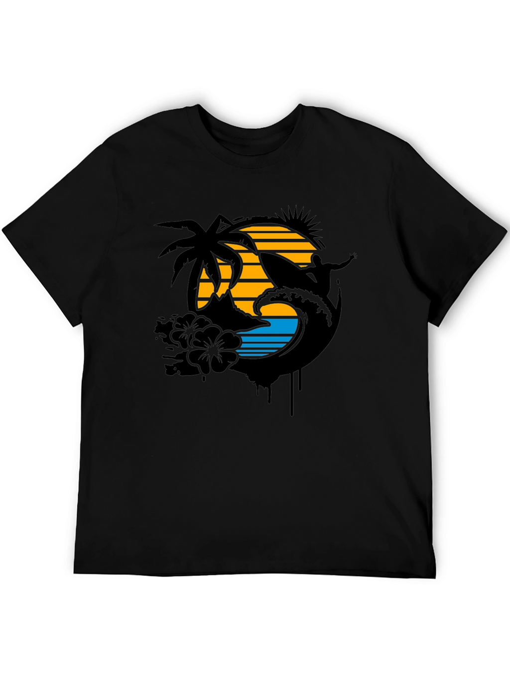 Tropical Surf T-Shirt - Black Graphic Tee