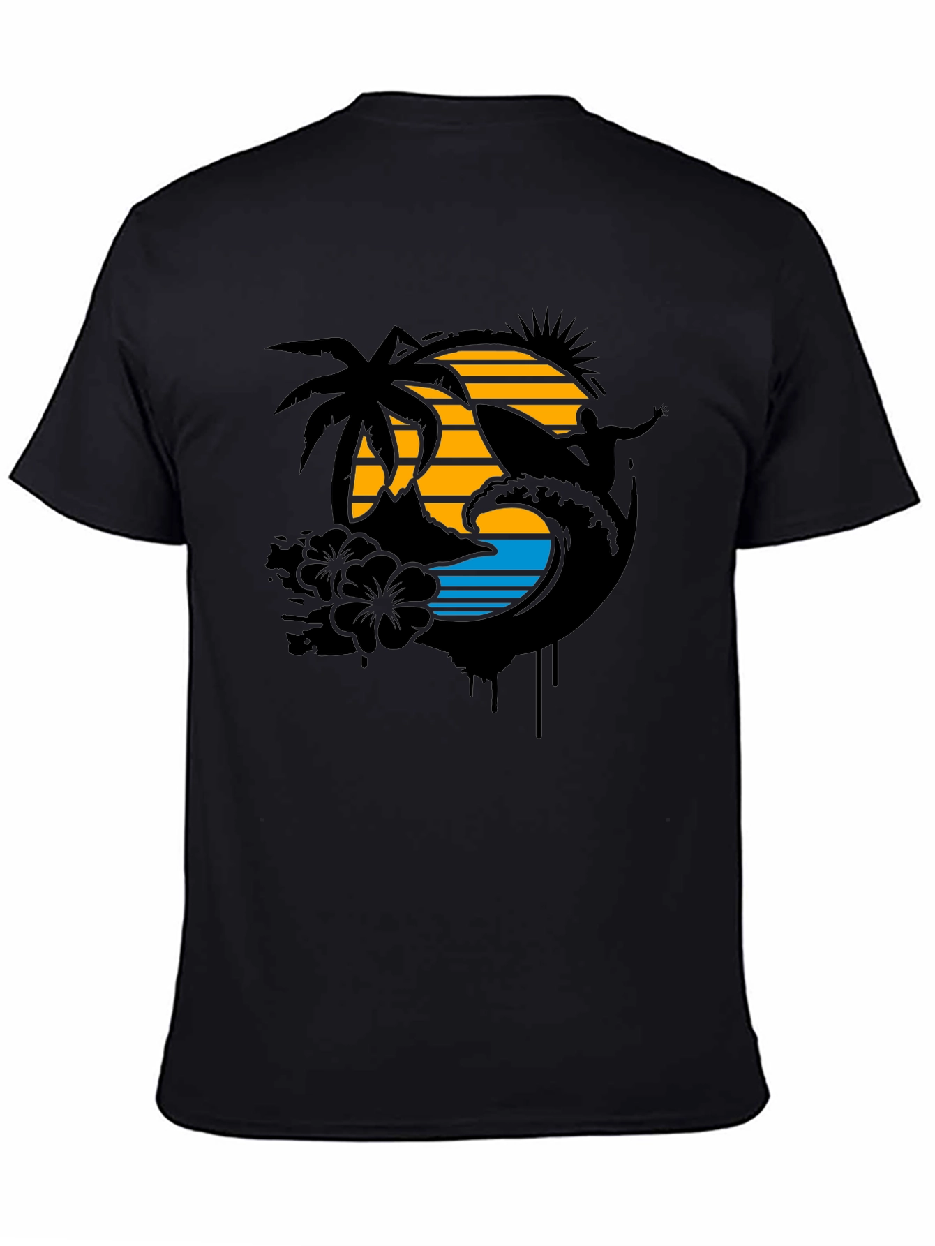 Tropical Surf T-Shirt - Black Graphic Tee