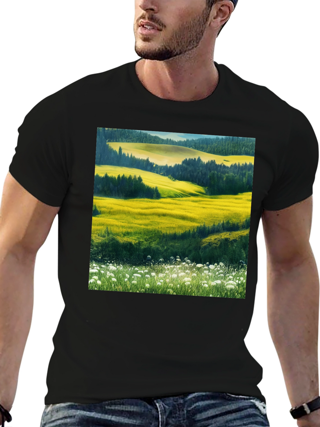 Vibrant Landscape Graphic T-Shirt