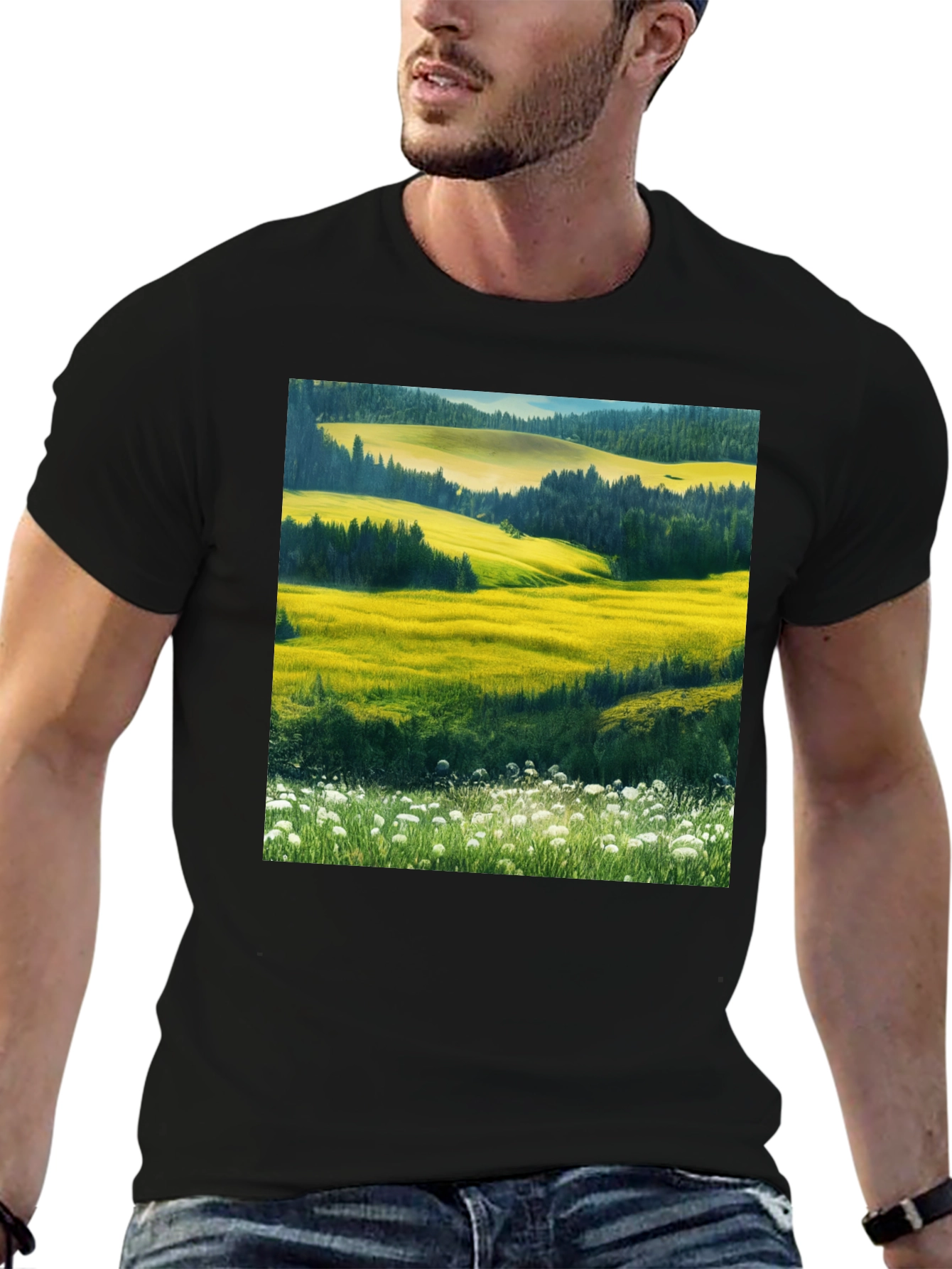 Vibrant Landscape Graphic T-Shirt