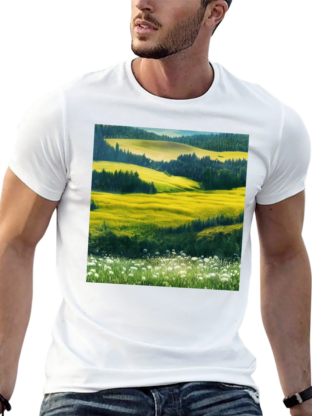 Vibrant Landscape Graphic T-Shirt