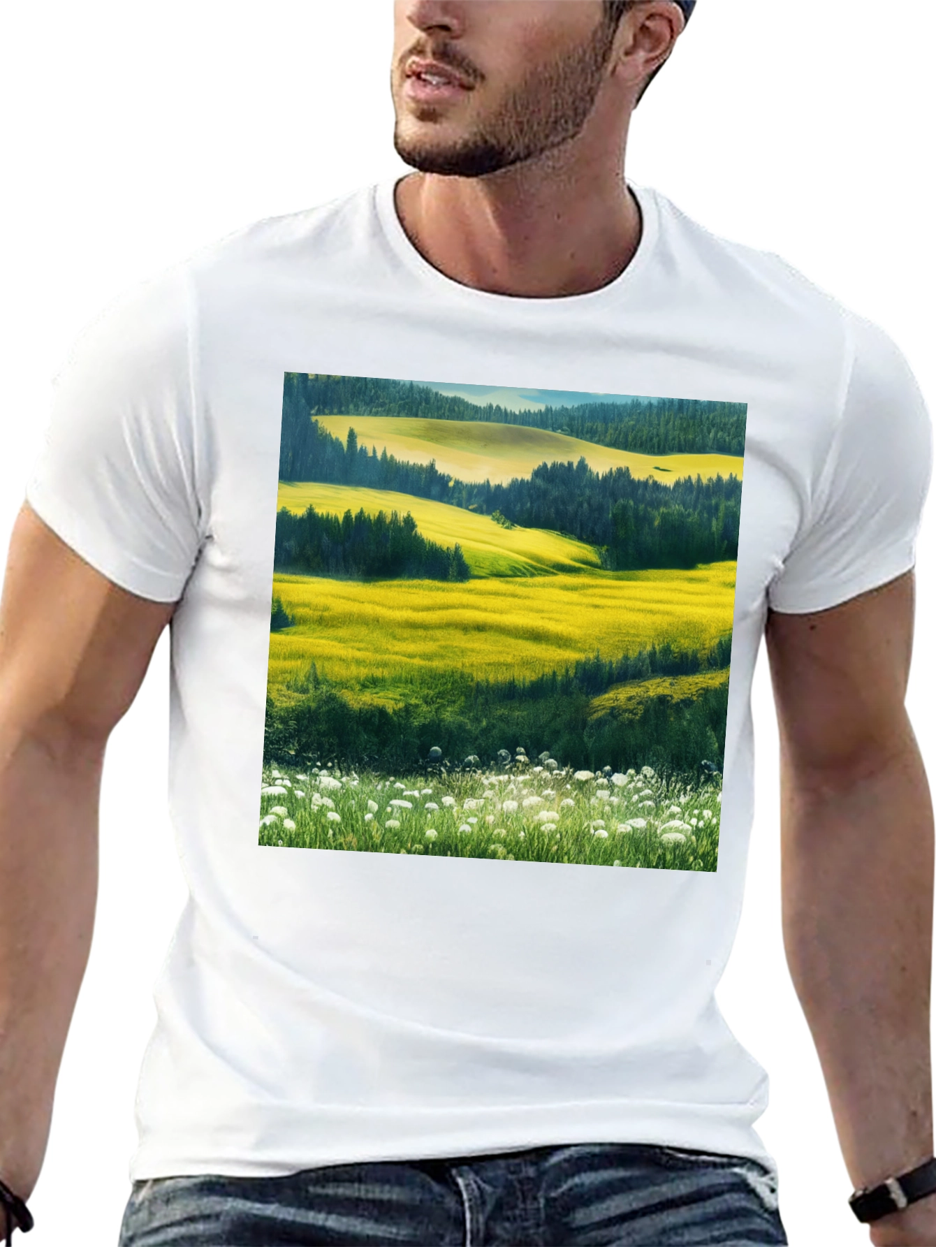 Vibrant Landscape Graphic T-Shirt