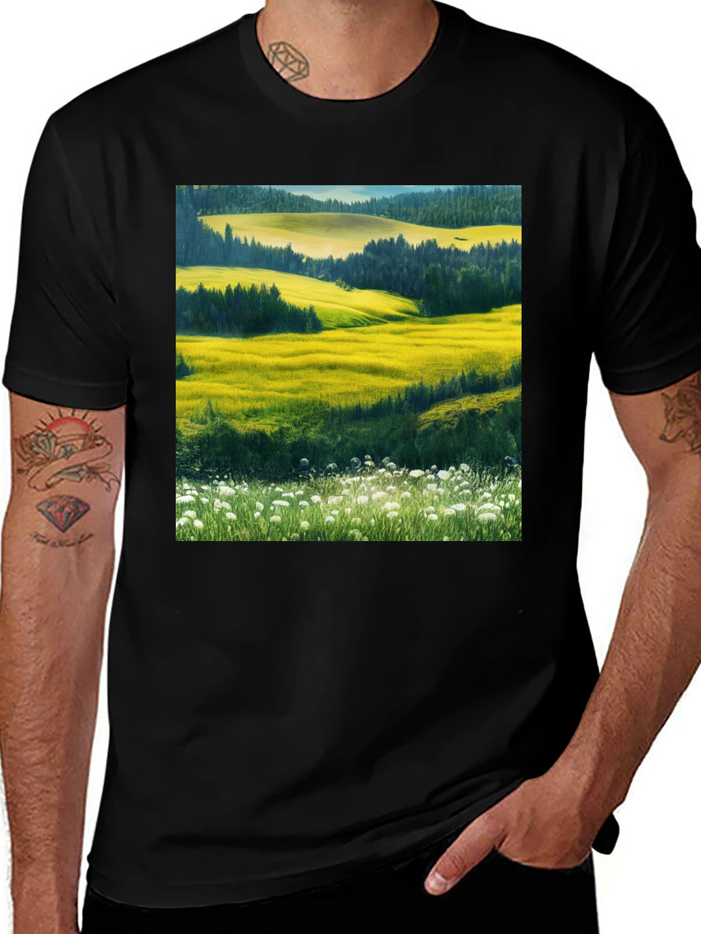 Vibrant Landscape Graphic T-Shirt
