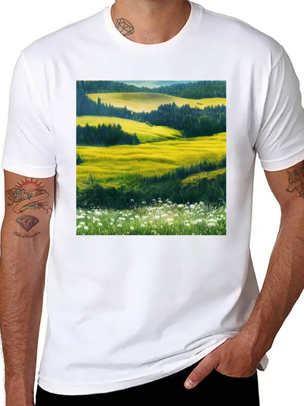 Vibrant Landscape Graphic T-Shirt