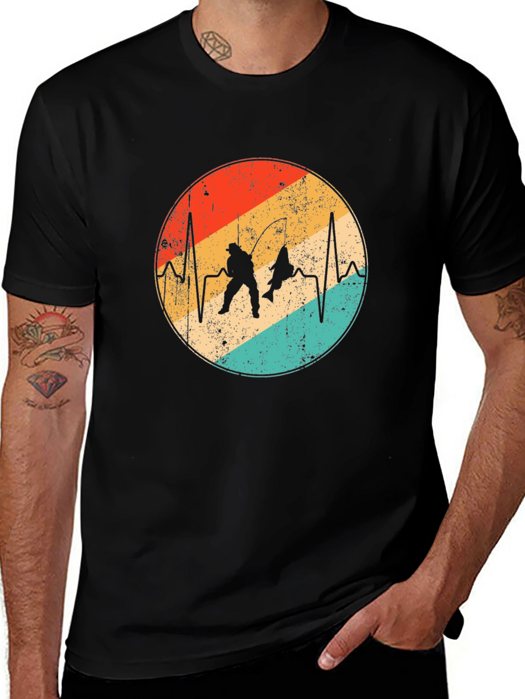 Fishing Heartbeat T-Shirt: Retro Angler Style