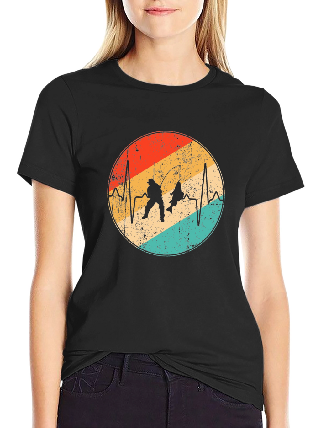 Fishing Heartbeat T-Shirt: Retro Angler Style