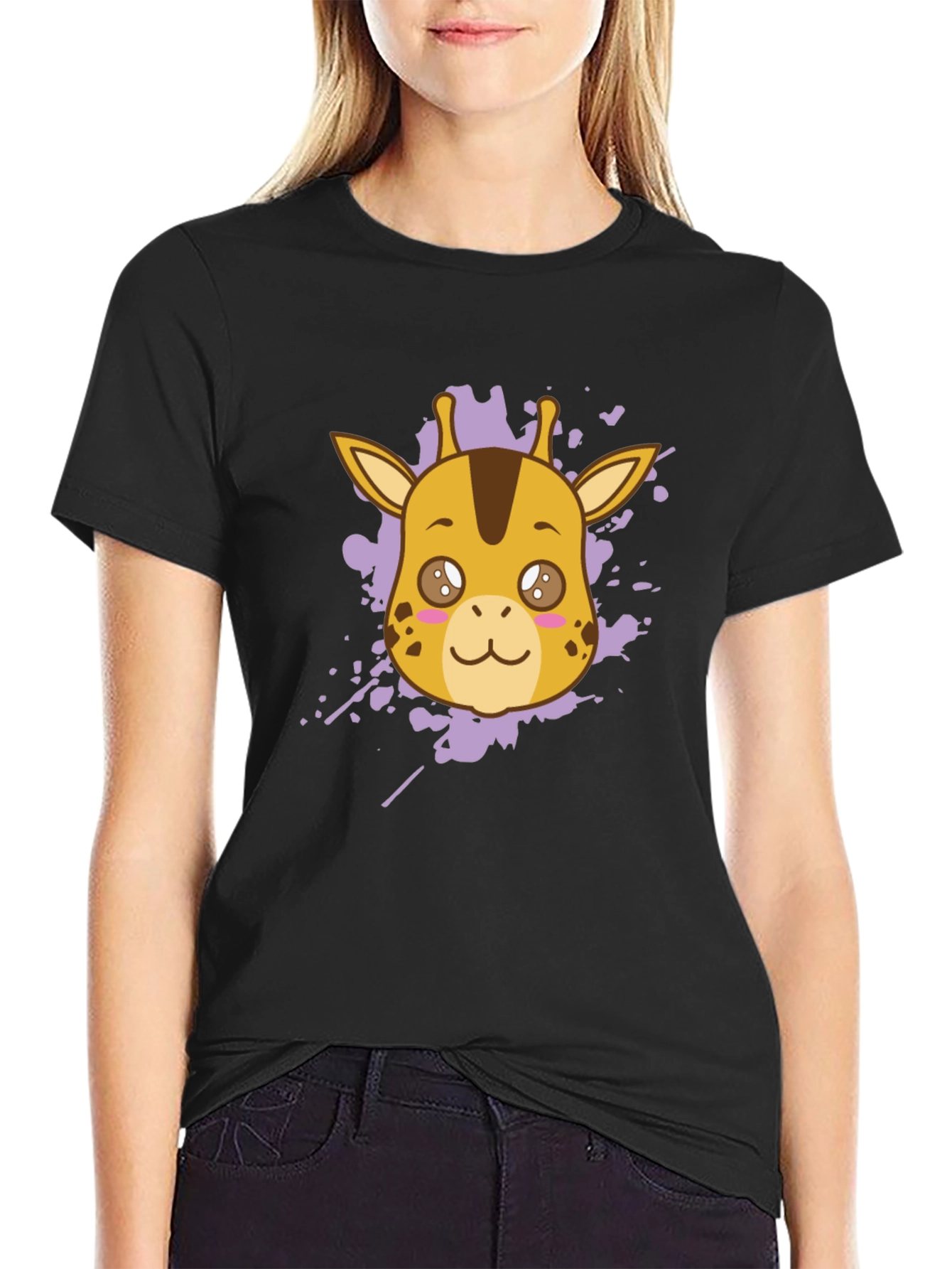 Giraffe Graphic Tee - Stylish Black T-Shirt